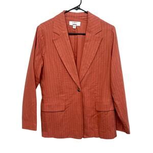 Effortless Chic Rust Pinstripe Blazer Sonoma Now Gen Linen Blend Size M